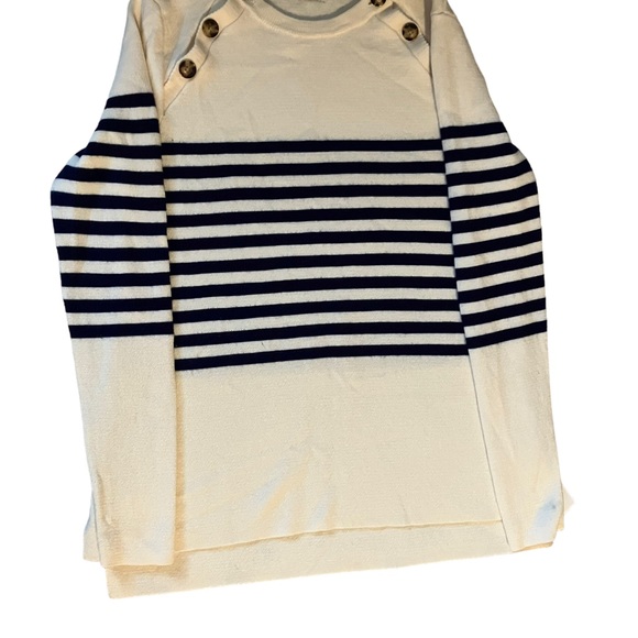 Vineyard Vines Merino Wool Button Neck Sailor Sweater Size S White Blue Stripes - Picture 5 of 9